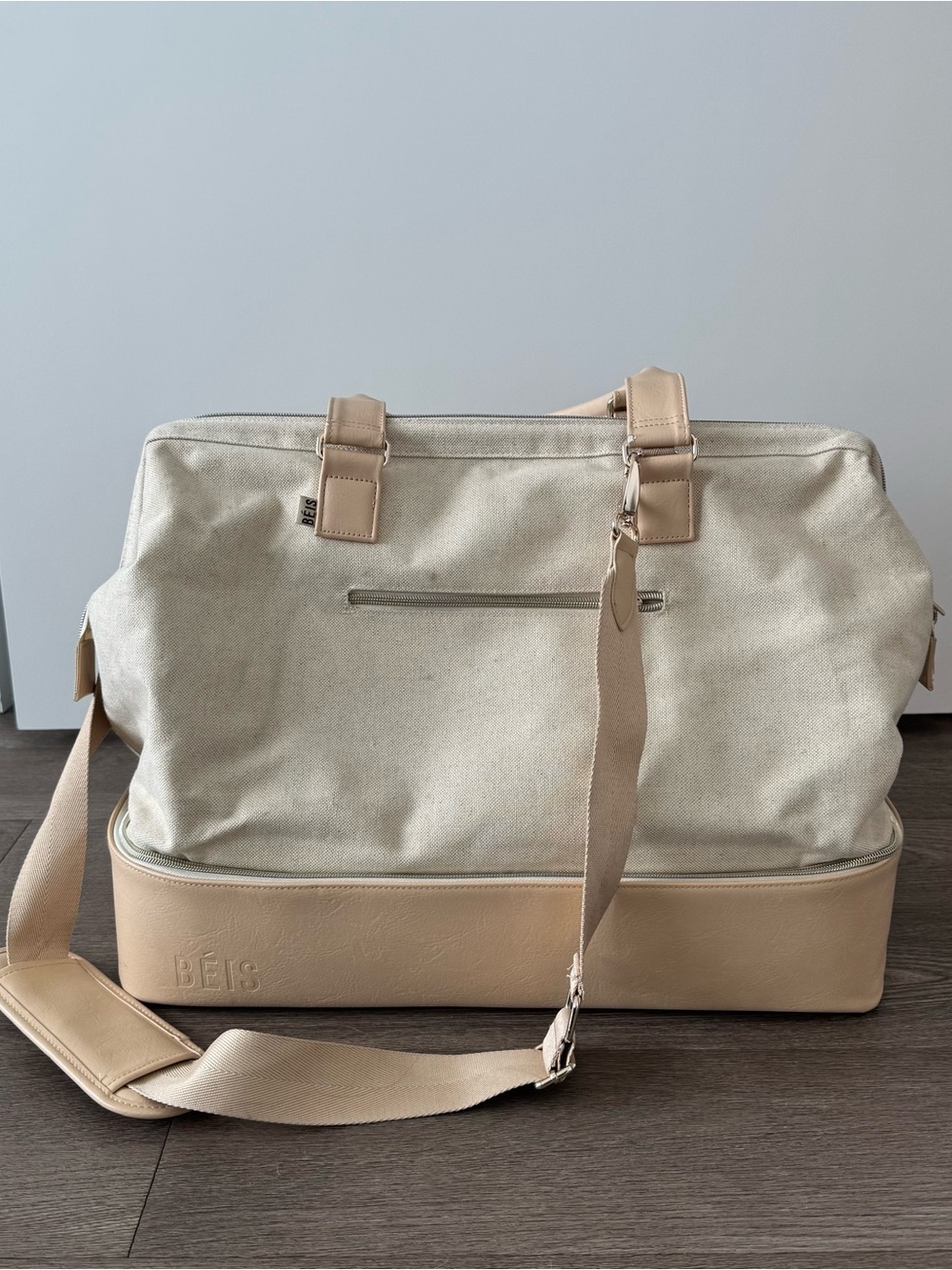 BEIS Cream Canvas & Tan Faux-Leather Duffel